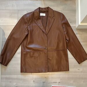 Babaton Chestnut Faux Leather Blazer